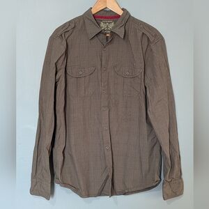 Brody Jeans Men's Large Brown Plaid Long‎ Sleeve Button-Up Shirt